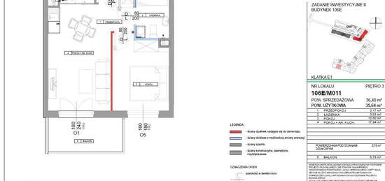 Mieszkanie 2 pokoje 35.64m2 ul. Jutrzenki (cesja)