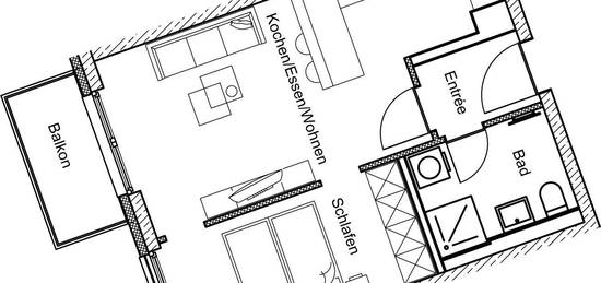 Zentrale 2-Raum Wohnung im ehemaligen Interdruck-Palais