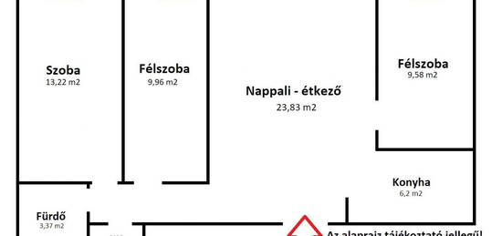 Nappali + 3 halószobás lakás, 2 erkéllyel