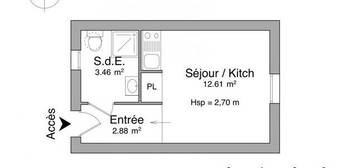 Studio meublé  à louer, 1 pièce, 19 m², Étage 0/2