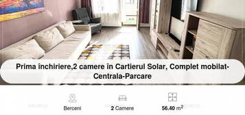 Prima inchiriere, 2 camere in Cartierul Solar, Complet mobilat-Centrala-Parcare