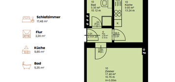 Renovierte 1-Raum-Wohnung mit Einbauküche