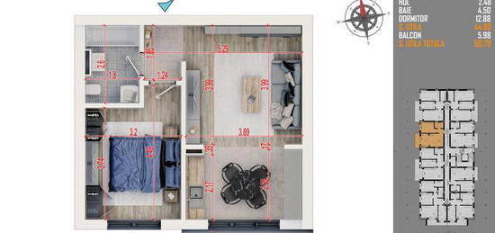 AP. 2 CAM TIP STUDIO,IDEAL PT INVEST. BLOC P+3  // PALLADY //