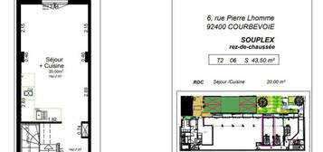 Appartement  à louer, 2 pièces, 1 chambre, 44 m²