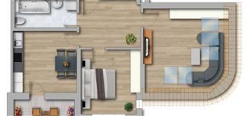Helle DG 2-Zimmer mit Laminat, Balkon, Wanne und Einbauküche mit Ausblick