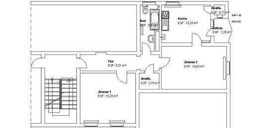 2-Zimmer Wohnung mit Küche in Ruhiger Lage, Hochparterre