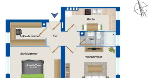 Möblierte, hochwertig modernisierte 2.5 Zimmer Wohnung