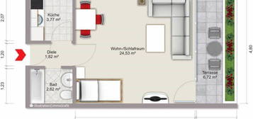 Helles 1 ZIm-Appartement mit Terasse in gepflegter Wohnanlage