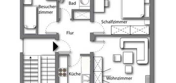 Schöne 3-Zimmer-Wohnung, 62m², Einbauküche, Garten, Stellplatz