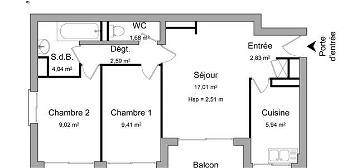 Location appartement 3 pièces 52 m²