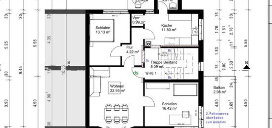 Modernisierte 3-Raum-Wohnung mit Balkon in Preußisch