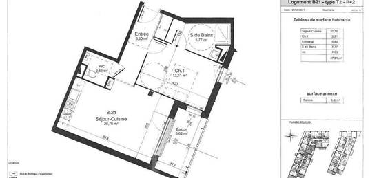 LOCATION d'un appartement neuf de 2 pièces (48 m²) à FLEURY SUR ORNE