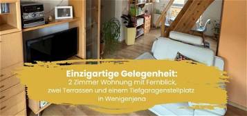 Einzigartige Gelegenheit: 2-Zimmer-Wohnung mit Fernblick, zwei Terrassen & TG-platz in Wenigenjena!