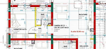 Apartament cu 2 camere, finisat, 53 mp utili, etaj I, zona E