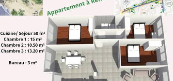 Appartement  à vendre, 5 pièces, 4 chambres, 100 m²