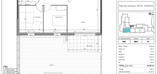 Appartement T3 neuf à 300m de l'océan