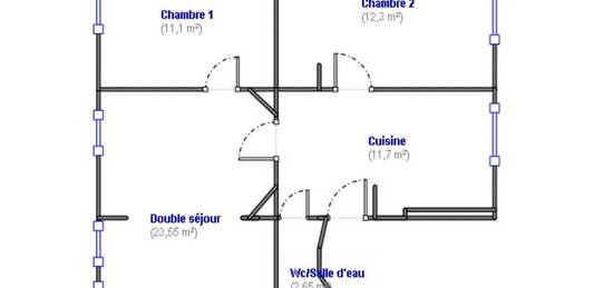 Appartement  à vendre, 3 pièces, 2 chambres, 62 m²