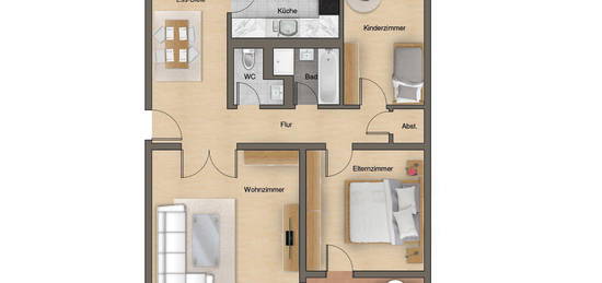 Großzügige 3,5-Zi.-Wohnung mit Einbauküche und Balkon