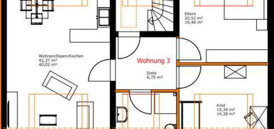 Warburg Kernstadt 3-Zimmerwohnung  -  Erstbezug - KfW-55-EE