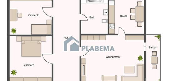 3- Zimmer- Wohnung mit Balkon und Stellplatz bei Bedarf