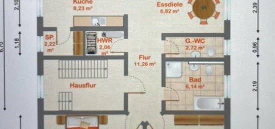 große 3 Raumwohnung im Dachgeschoß