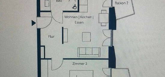 Schönes helles teimöbiliertes 2 Zimmer Apartment