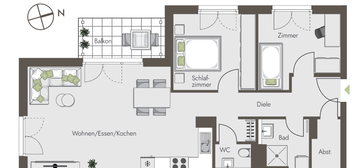 Erstbezug: 3 Zi.-ETW, Erdgeschoss (Südlage) mit Balkon und EBK in der Kernstadt Bretten