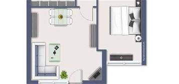 stilvolle 2-Zimmer-Wohnung in Karlsruhe mit Einbauküche und Terrasse