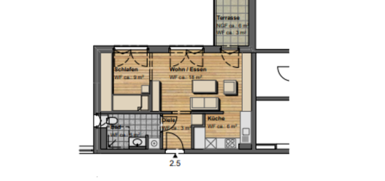 Betreutes Wohnen in Hünfeld - 1 Zimmer-Wohnung