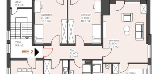 5-Zimmer Wohnung, Küche, 2xBad, 1.0G in Bester Lage