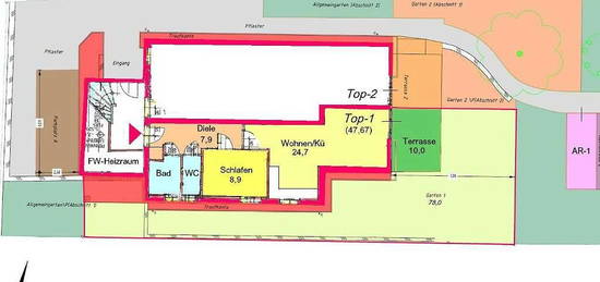 Provisionsfreie 2-Zimmer Gartenwohnung mit Garagen-Stellplatz im Zentrum von Weiz