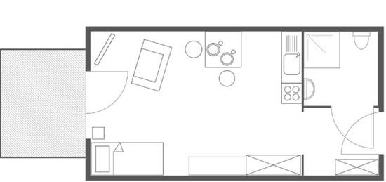 1 ZI-WHG  24qm mit Terrasse