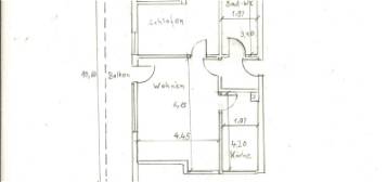 Helle 2-Zimmer-Wohnung im DG mit Küche, Flur und Dusche/WC