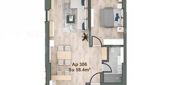 Apartament 2 camere, 58mp, etaj intermediar, bloc Premium, zona Iulius Mall