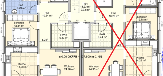 Erstbezug, 3-Zimmer-EG-Wohnung mit Terrasse, KFW 40 Standard