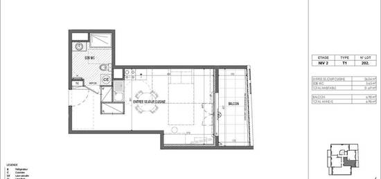 T1 Villeurbanne 31m² à deux pas de la Doua