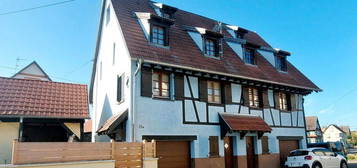 Hindisheim vente maison - appartement triplex F5 104m2 garage Pac aquathermie plancher chauffant rafraichissant cuisine aménagée 2 salle de bain 15km sStrasbourg bi-famille 67150 Lire descriptif