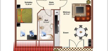 Ruhige 2 ZKB-Wohnung im Dachgeschoß mit Balkon