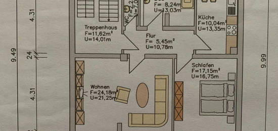 Sanierte, sehr ruhige 2-Zi.-Wohnung im 1. OG, 67m², Mittweida