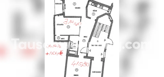 Tauschwohnung: 3-Zimmer Altbau im EG gegen 2-Zimmer OG