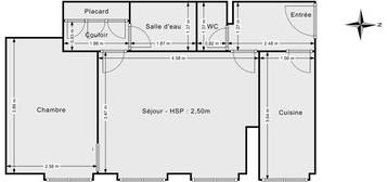 Appartement  à vendre, 2 pièces, 1 chambre, 42 m²