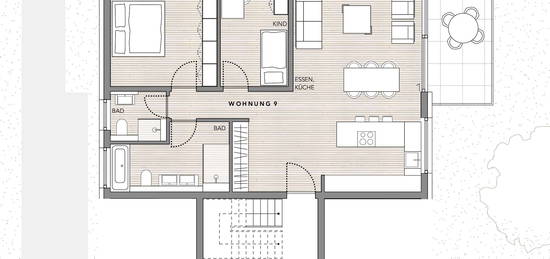 3,5 Zimmer-Wohnung im OG mit Südbalkon