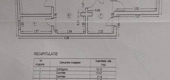 Vand apartament 3 camere Husi, central