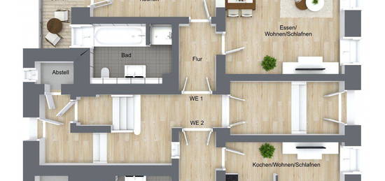 Erstbezug nach Sanierung: KfW 70, hochwertige 1-Zimmer Wohnung mi