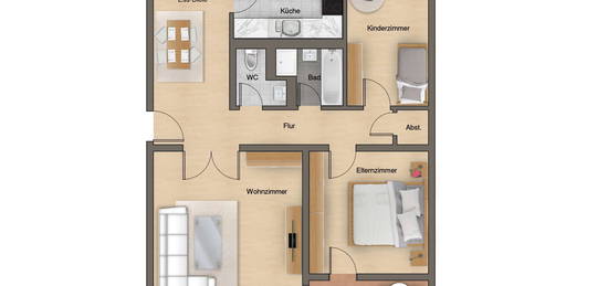 Großzügige 3,5-Zi.-Whg. Wohnung mit Balkon und Einbauküche