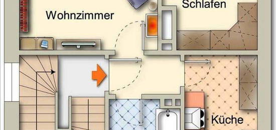 2 Raum Dachgeschosswohnung Gotha voll möbliert