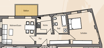 Ruhige 2-Zimmerwohnung Nähe Kahnfahrt in denkmalgeschütztem Haus