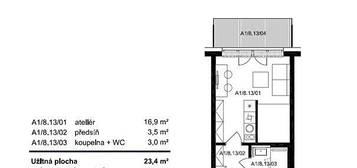 Pronájem bytu 1+kk 23 m²