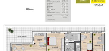 alle unter einem Dach: 4 Zimmer-Neubauwohnung mit 2 Bädern und Dachterrasse