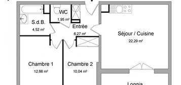 Location appartement 3 pièces 57 m²